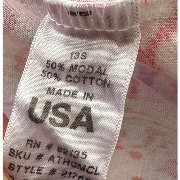 Fresh Produce Small Scoop Neck 3/4 Sleeve Pink Floral Top Modal Cotton - Picture 4 of 8